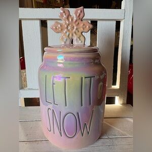 Pink Iridescent Snowflake Baby Cookie Jar